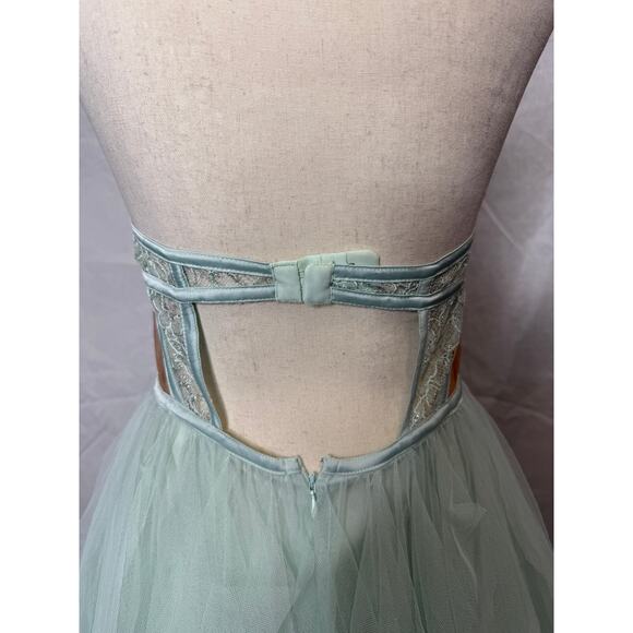 For Love and Lemons Dress Bustier Gown Tiered Tulle Prom Strapless Mint M NWT - Picture 4 of 12